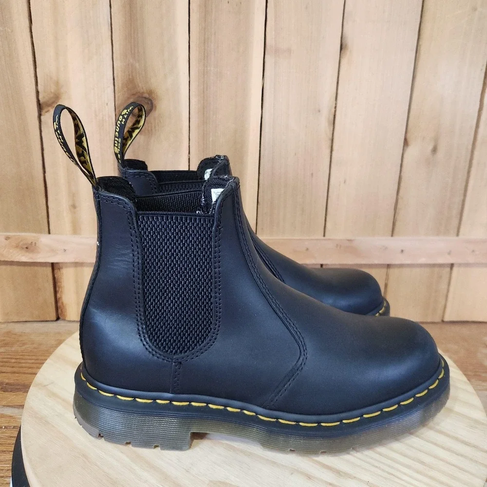 Dr. Martens Black Chelsea Chukka Boots with Yellow Stitching